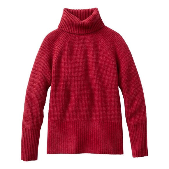LL Bean Women's SuperSoft Waffle Sweater Turtleneck Rustic Red Size XL - Picture 1 of 10